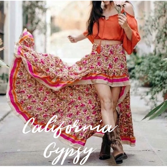 LAST ONE🎉High Low Floral Boho Chic Ruffle Skirt - Picture 6 of 8